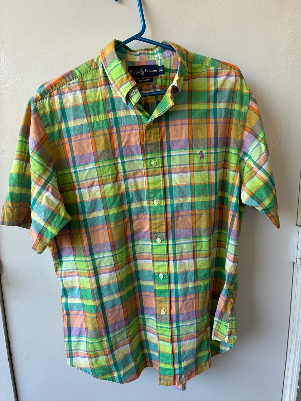 Ralph Lauren Short-Sleeve Plaid Button-Down Shirt - Green & Yellow